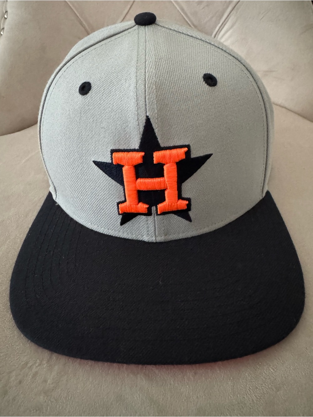 Houston Astros Gray & Black Snapback Hat with Orange H Logo